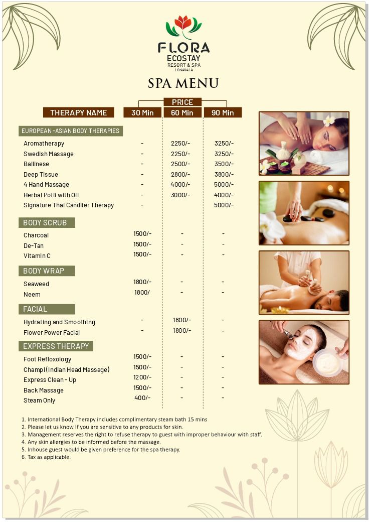 Spa Menu